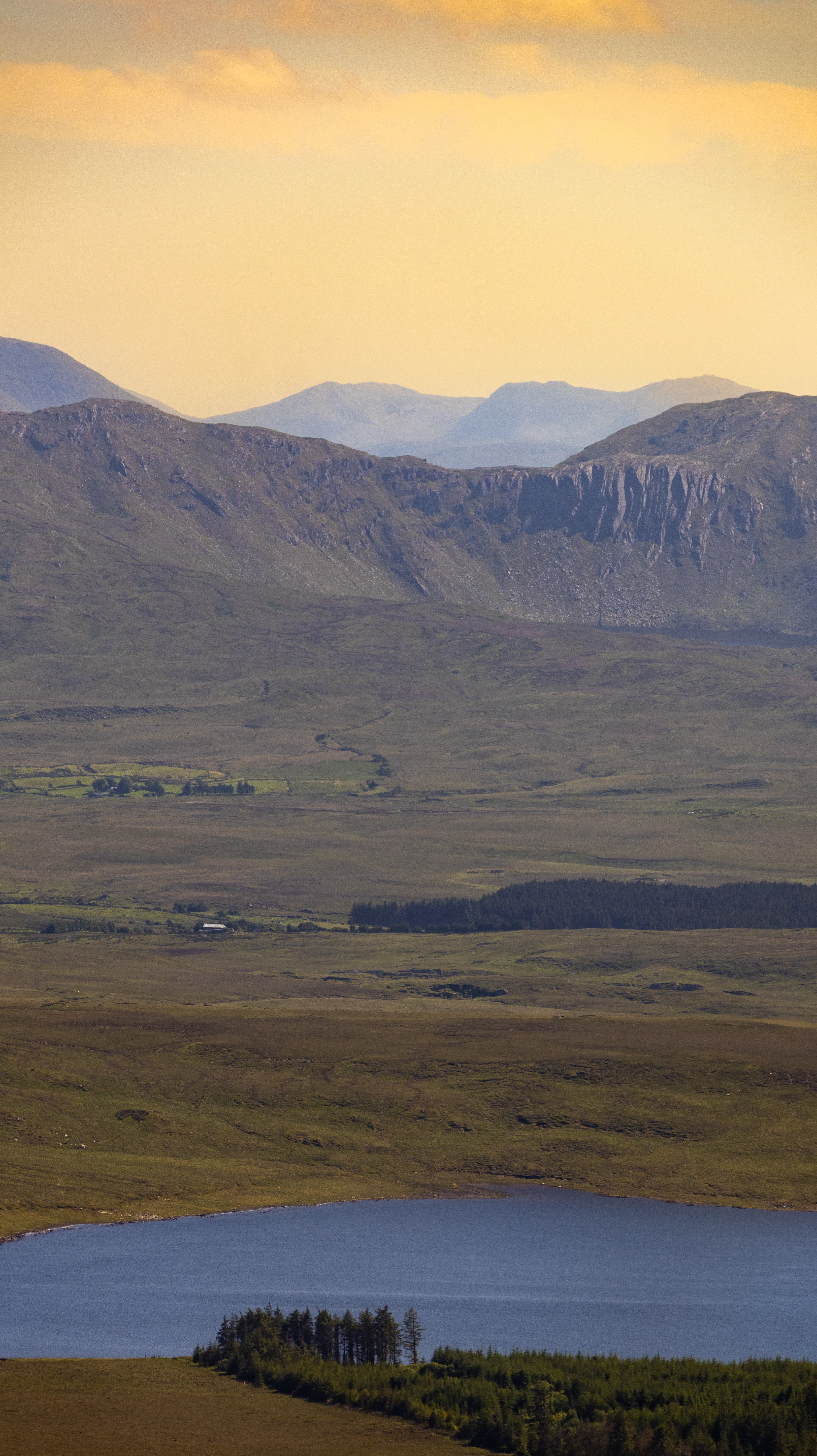 Highland lough at golden hour, Ireland