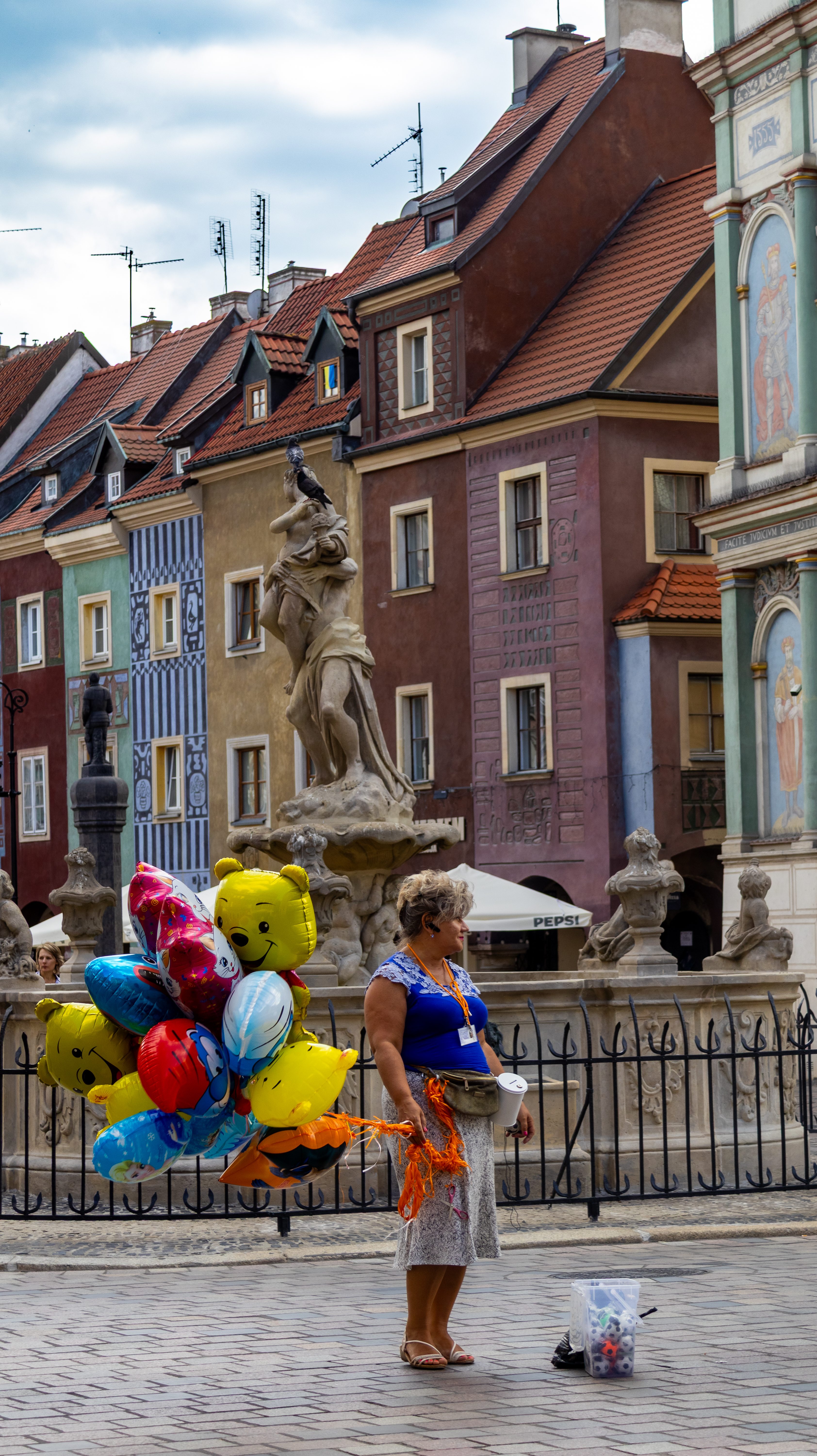 Balloon vendor at Poznan old market square, Poland